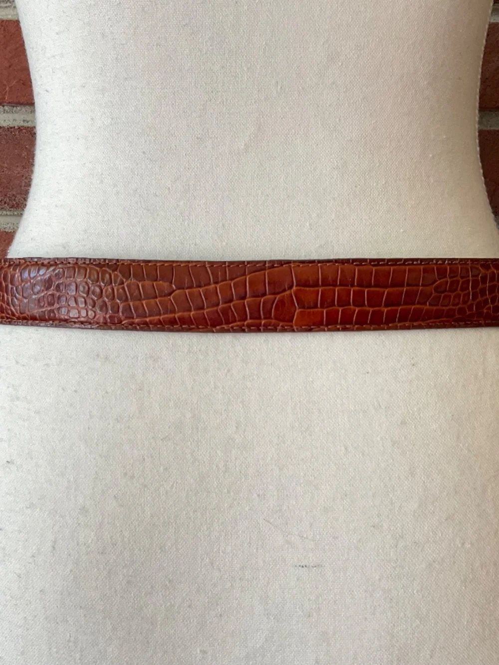 Ritz Brown Croc Embossed Leather Adjustable Belt Size M
